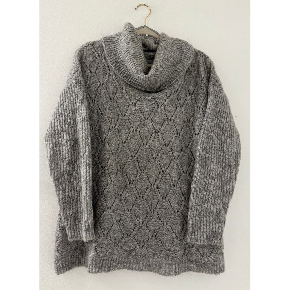 Elsamanda Anthropologie Knit Diamond Pattern Cowl Neck Sweater Size Small